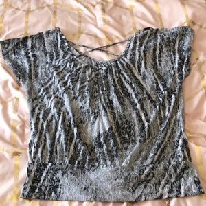 Grey White and Black Blouse